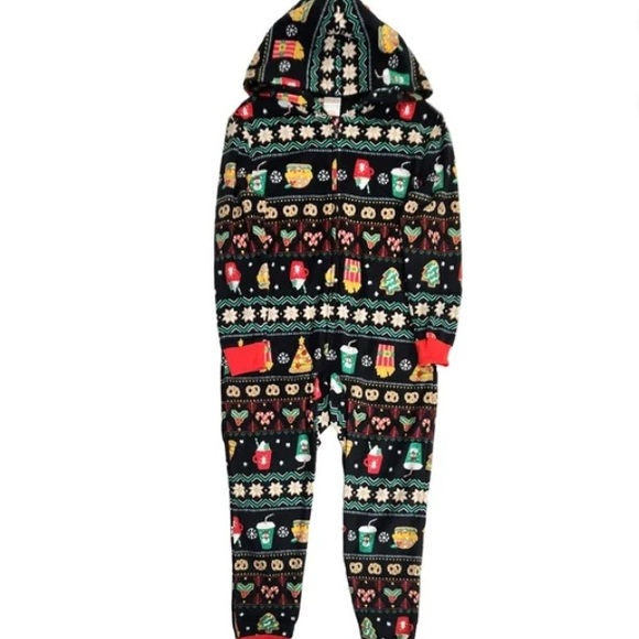 Cat and Jack Christmas Snacks One Piece Sleeper/Union Suit Kids Size XL 14 - Picture 6 of 7